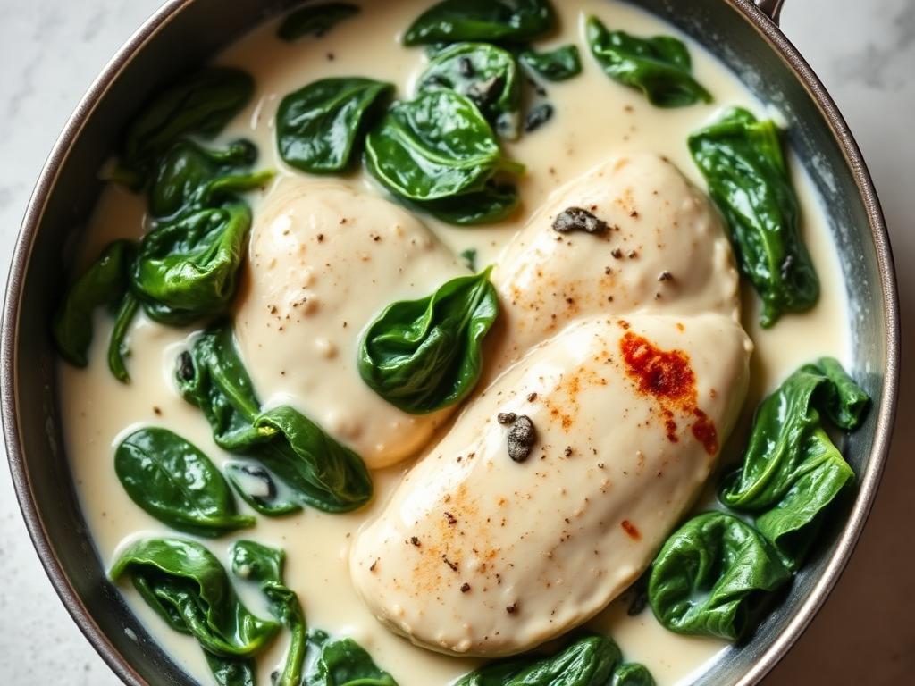 Frango cremoso com espinafre