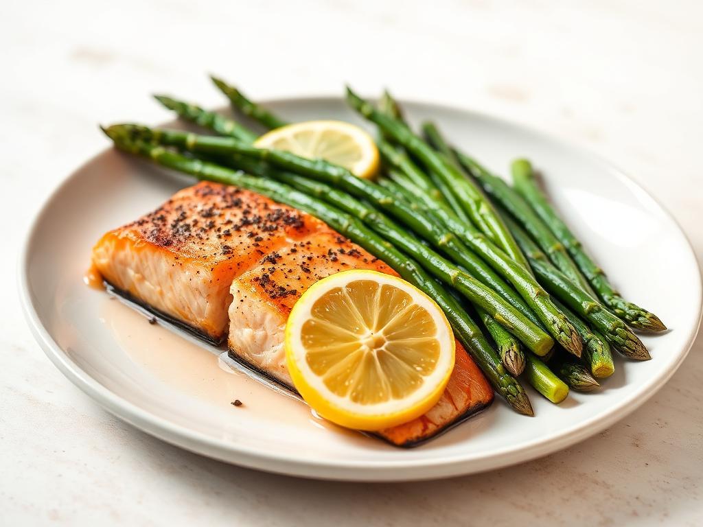 Salmão com aspargos na manteiga
